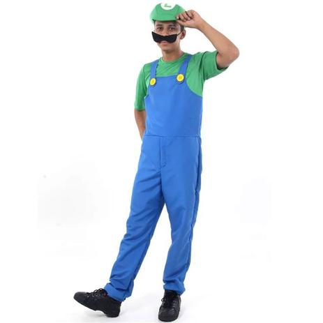 Fantasia Mário Brós Luxo Luigi Teen Juvenil Com Chapéu e Bigode - Sulamericana Menor preço em Fantasia Mário Brós Luxo Luigi Teen Juvenil Com Chapéu e Bigode - Sulamericana