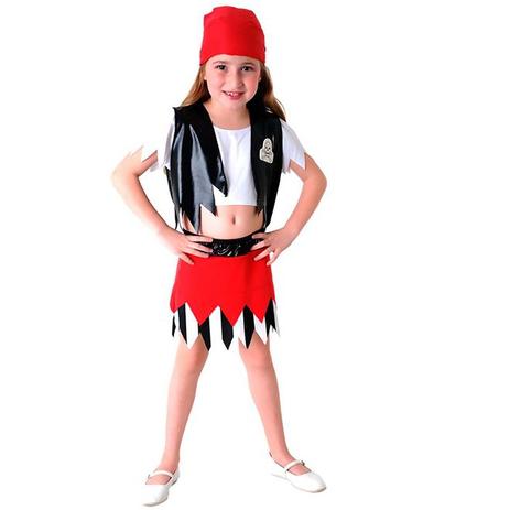 Fantasia Pirata Feminino Infantil Completa Com Bandana - Sulamericana Menor preço em Fantasia Pirata Feminino Infantil Completa Com Bandana - Sulamericana