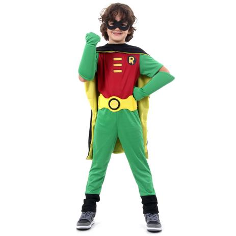Fantasia Robin Infantil Premium - Teen Titans Menor preço em Fantasia Robin Infantil Premium - Teen Titans