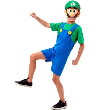 Fantasia Super Mário Brós Luigi Verão Infantil - Sulamericana Menor preço em Fantasia Super Mário Brós Luigi Verão Infantil - Sulamericana