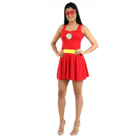Fantasia The Flash Feminina Verão Adulto - Liga da Justiça Menor preço em Fantasia The Flash Feminina Verão Adulto - Liga da Justiça