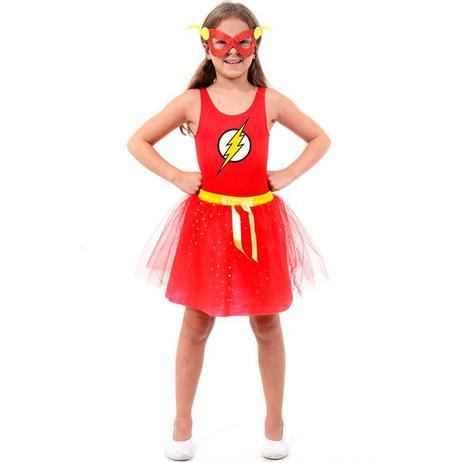 Fantasia The Flash Feminino Infantil Com Máscara DC Heroínas - Sulamericana Menor preço em Fantasia The Flash Feminino Infantil Com Máscara DC Heroínas - Sulamericana