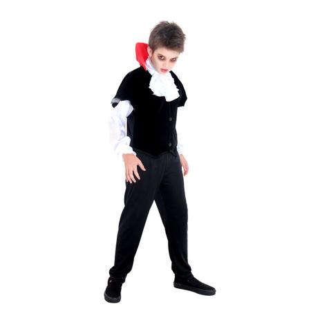 Fantasia de Halloween Infantil Masculino Vampiro Conde Drácula G 7-10