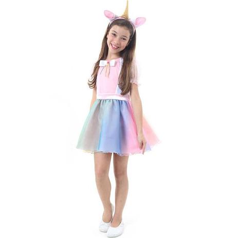 Fantasia Vestido de Unicórnio Infantil Feminino Tiara Com Orelha e Chifre - Sulamericana Menor preço em Fantasia Vestido de Unicórnio Infantil Feminino Tiara Com Orelha e Chifre - Sulamericana