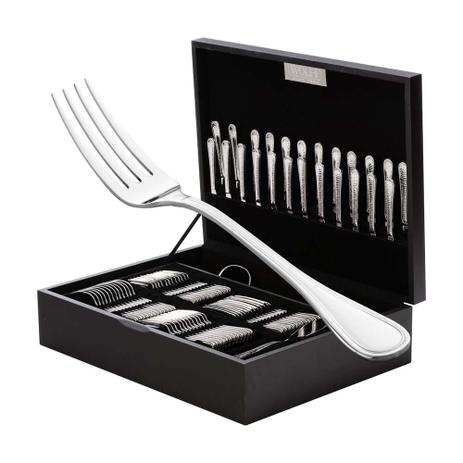 Faqueiro 130Pc Prata Avalon C/Estojo De Madeira - F9-8480 - Wolff Menor preço em Faqueiro 130Pc Prata Avalon C/Estojo De Madeira - F9-8480 - Wolff