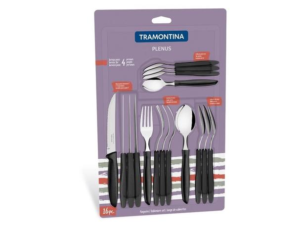 Faqueiro 16 peças plenus preto sortidos com laminas de aco inox e cabos de polipropileno tramontina é boa?