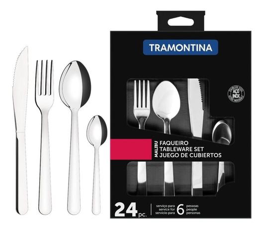 Faqueiro 24 Pçs Malibu Aço Inox Conjunto Jogo Talheres 23798046 Tramontina Menor preço em Faqueiro 24 Pçs Malibu Aço Inox Conjunto Jogo Talheres 23798046 Tramontina