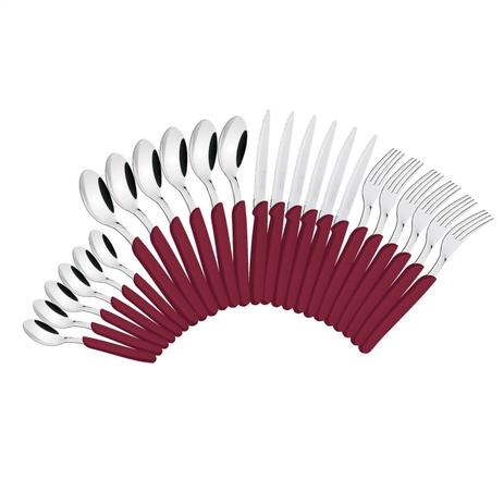 Faqueiro 24 Peças Inox Carmel Tramontina 23499027 Bordô Menor preço em Faqueiro 24 Peças Inox Carmel Tramontina 23499027 Bordô