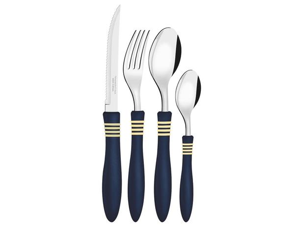 Faqueiro 24pc cor e cor azul sortidos com laminas de aco inox e cabo de polipropileno tramontina Menor preço em Faqueiro 24pc cor e cor azul sortidos com laminas de aco inox e cabo de polipropileno tramontina
