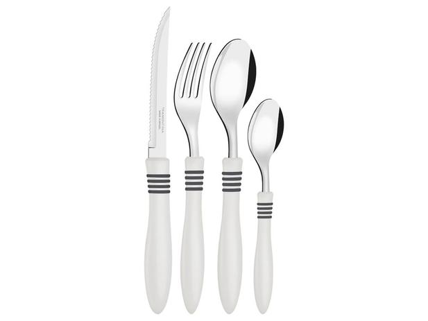 Faqueiro 24pc cor e cor off white sortidos com laminas de aco inox e cabo de polipro tramontina Menor preço em Faqueiro 24pc cor e cor off white sortidos com laminas de aco inox e cabo de polipro tramontina