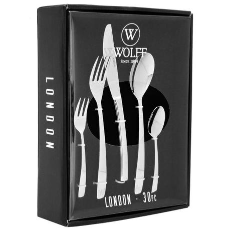 Faqueiro 30 peças aço inox london wolff Menor preço em Faqueiro 30 peças aço inox london wolff