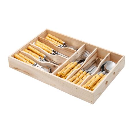 Faqueiro 42 peças em inox com cabo plástico Bamboo - Bon gourmet Menor preço em Faqueiro 42 peças em inox com cabo plástico Bamboo - Bon gourmet