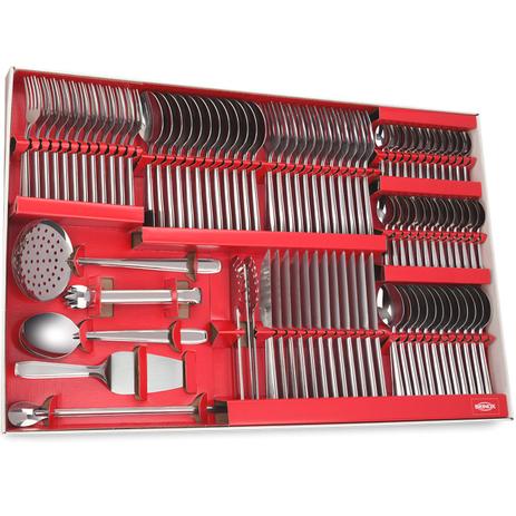Faqueiro 90 Peças Talher Inox Garfos Faca Colher Espumadeira - Brinox Menor preço em Faqueiro 90 Peças Talher Inox Garfos Faca Colher Espumadeira - Brinox