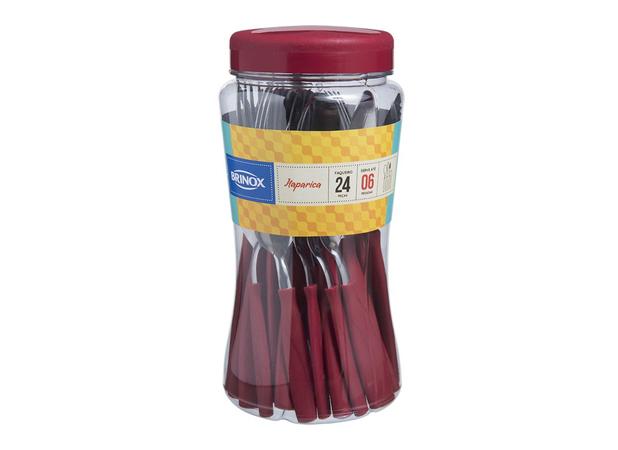 Faqueiro Aço Inox 24 Peças Cabo Vermelho Itaparica Brinox - BRX 552 é boa?