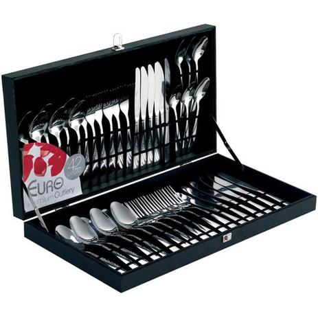 Faqueiro Em Inox Liso-curvo Com 42 Peças E Estojo Em Madeira Fqm352 Euro Home é boa?
