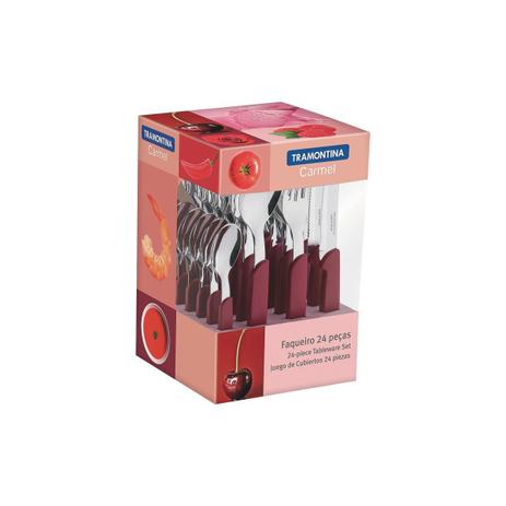 Faqueiro inox 24 pcs carm/escu carmel tramontina Menor preço em Faqueiro inox 24 pcs carm/escu carmel tramontina