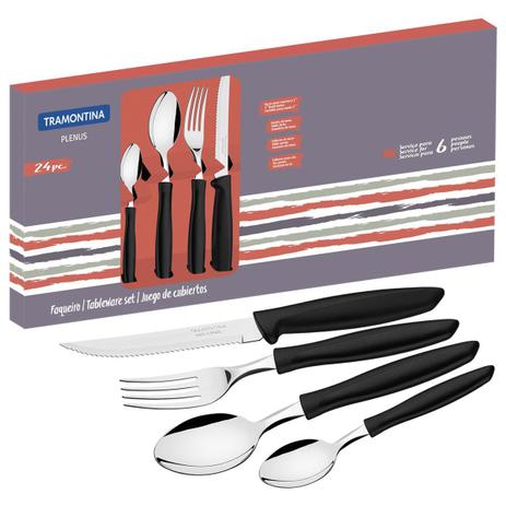 Faqueiro Inox 24 Peças Plenus Preto 23498002 Tramontina Menor preço em Faqueiro Inox 24 Peças Plenus Preto 23498002 Tramontina