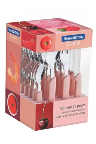 Faqueiro Inox 24 Peças Salmão Carmel Tramontina 23499029 Menor preço em Faqueiro Inox 24 Peças Salmão Carmel Tramontina 23499029