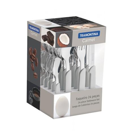 Faqueiro Inox Tramontina Carmel Natural Claro 24 Peças Menor preço em Faqueiro Inox Tramontina Carmel Natural Claro 24 Peças