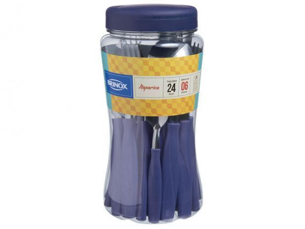 Faqueiro Itaparica Pote 24 Peças Azul 6000/772 Brinox Menor preço em Faqueiro Itaparica Pote 24 Peças Azul 6000/772 Brinox