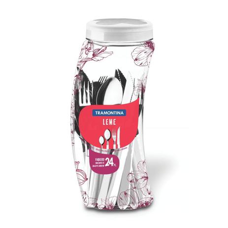 Faqueiro pote inox 24 pcs branco leme tramontina Menor preço em Faqueiro pote inox 24 pcs branco leme tramontina