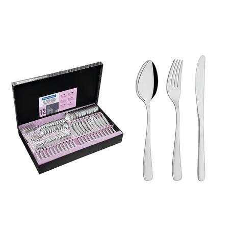 Faqueiro Tramontina Continental Aço Inox com Facas de Mesa Acabamento Brilho e Fosco 72 Peças Menor preço em Faqueiro Tramontina Continental Aço Inox com Facas de Mesa Acabamento Brilho e Fosco 72 Peças