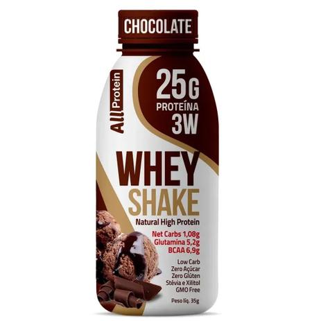 Fardo Com 10 Unidades De 35g De Whey Shake Shake Proteico Chocolate 25g De Proteina De Whey Protein Com Bcaa E Glutamina Por Dose All Protein No Magalu Magazine Luiza