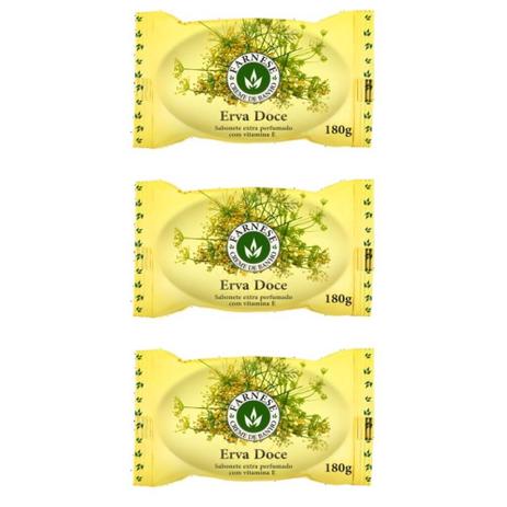 Farnese Erva Doce Sabonete 180g (Kit C/03) Menor preço em Farnese Erva Doce Sabonete 180g (Kit C/03)