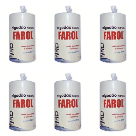 Farol Algodão Hidrófilo Rolo 500g (Kit C/06) Menor preço em Farol Algodão Hidrófilo Rolo 500g (Kit C/06)