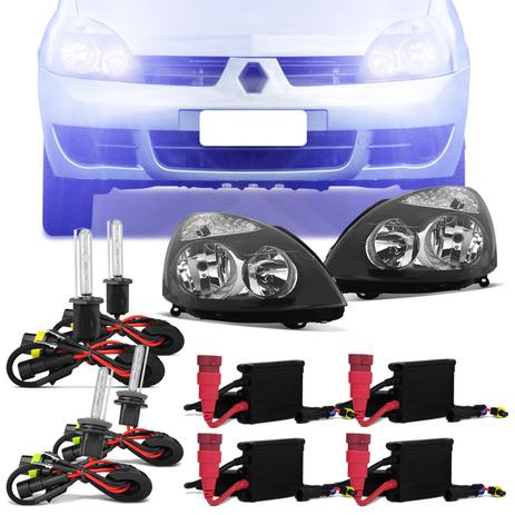 Farol Clio 03 Á 12 Kit Faróis Máscara Negra Foco Duplo Pisca Integrado + 2 Kits Xênon H1 H7 8000K - Prime Menor preço em Farol Clio 03 Á 12 Kit Faróis Máscara Negra Foco Duplo Pisca Integrado + 2 Kits Xênon H1 H7 8000K - Prime