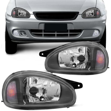 Farol Corsa Hatch Sedan Pick up Wagon Wind 94 a 02 Classic 03 a 10 Máscara Negra - Prime é boa?