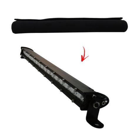 Farol de Led tipo Barra com 54W 18 LEDS - Alcance de 200 metros - Tamanho: 50 cm - Inclui: Capa em Neoprene - Orion Menor preço em Farol de Led tipo Barra com 54W 18 LEDS - Alcance de 200 metros - Tamanho: 50 cm - Inclui: Capa em Neoprene - Orion