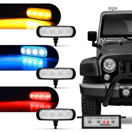 Farol de Milha Auxiliar Retangular 3 em 1 LED Slim Universal 4 LEDs 12V 4W Todas as Cores Autopoli Menor preço em Farol de Milha Auxiliar Retangular 3 em 1 LED Slim Universal 4 LEDs 12V 4W Todas as Cores Autopoli