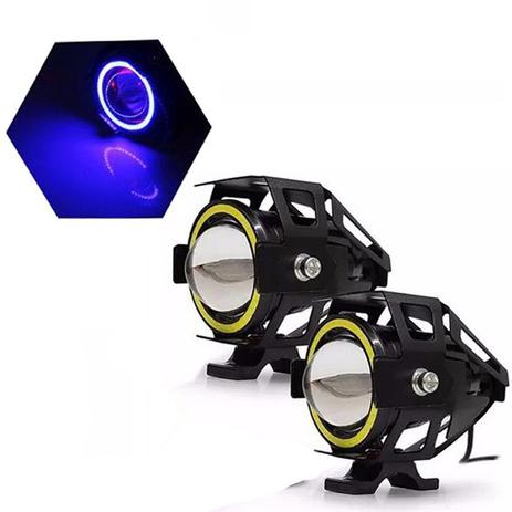 Farol de Milha Moto Angel Eyes Azul U7 Grande Luz Par Auxiliar Universal (ZE-0049) - Abmidia Menor preço em Farol de Milha Moto Angel Eyes Azul U7 Grande Luz Par Auxiliar Universal (ZE-0049) - Abmidia