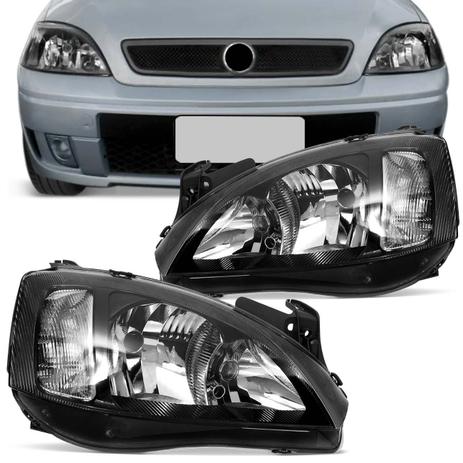 Farol Máscara Negra Corsa Hatch Sedan 2003 a 2012 Montana 2003 a 2010 Foco Duplo - Prime Menor preço em Farol Máscara Negra Corsa Hatch Sedan 2003 a 2012 Montana 2003 a 2010 Foco Duplo - Prime