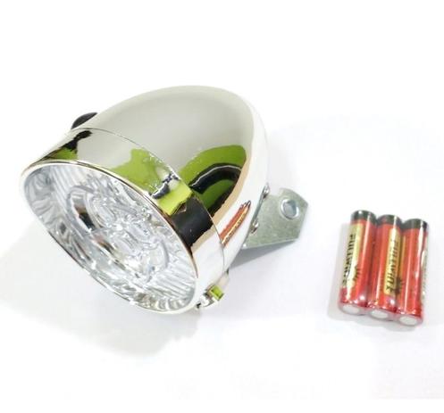 Farol Tipo Dínamo Led Cromado Bicicleta Modelo Antigo Retrô - Absolute Menor preço em Farol Tipo Dínamo Led Cromado Bicicleta Modelo Antigo Retrô - Absolute