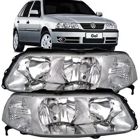Farol Volkswagen Gol G3 2000 A 2005 Cromado c/ Auxiliar - Sp acessórios Menor preço em Farol Volkswagen Gol G3 2000 A 2005 Cromado c/ Auxiliar - Sp acessórios