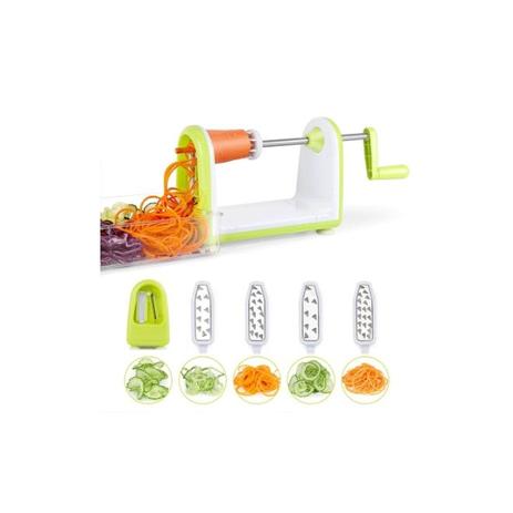 Fatiador espiral com 5 laminas em inox cortador ralador spiralizer para macarrao de legumes e vegeta - Faça resolva Menor preço em Fatiador espiral com 5 laminas em inox cortador ralador spiralizer para macarrao de legumes e vegeta - Faça resolva