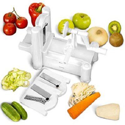 Fatiador espiral cortador ralador spiralizer com 3 laminas para fazer macarrao de legumes e vegetais - Faça resolva Menor preço em Fatiador espiral cortador ralador spiralizer com 3 laminas para fazer macarrao de legumes e vegetais - Faça resolva