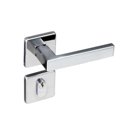 Fechadura Externa com Roseta Quadrada Concept Cromada - Pado Menor preço em Fechadura Externa com Roseta Quadrada Concept Cromada - Pado