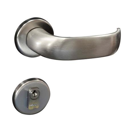 Fechadura externa de aço zamac Contemporanea com roseta cromada acetinada Pado Menor preço em Fechadura externa de aço zamac Contemporanea com roseta cromada acetinada Pado