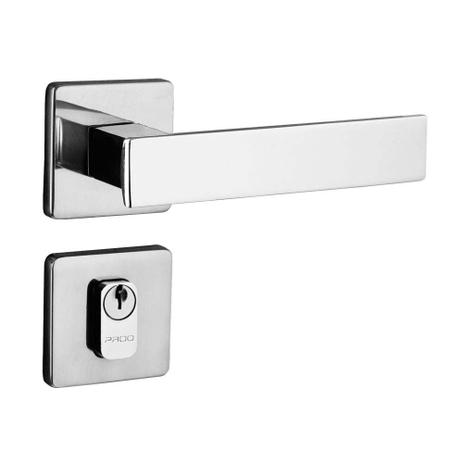 Fechadura externa de aço zamac Quadra com roseta cromada Pado Menor preço em Fechadura externa de aço zamac Quadra com roseta cromada Pado