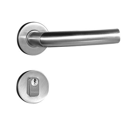 Fechadura externa de inox Luma com roseta escovada Pado Menor preço em Fechadura externa de inox Luma com roseta escovada Pado