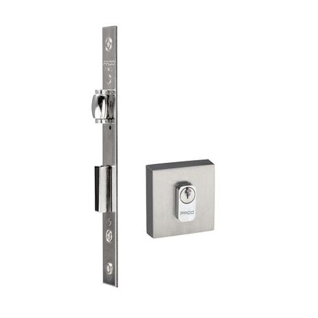 Fechadura externa Quadrada com rolete 55mm cromada acetinada Pado Menor preço em Fechadura externa Quadrada com rolete 55mm cromada acetinada Pado