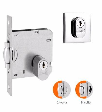 Fechadura para porta pivotante 1005 Stam trinco rolete roseta quadrada cromada Menor preço em Fechadura para porta pivotante 1005 Stam trinco rolete roseta quadrada cromada