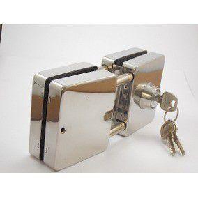 Fechadura quadrada de pressão em inox para porta vidro blindex - vidro/vidro - Ags Menor preço em Fechadura quadrada de pressão em inox para porta vidro blindex - vidro/vidro - Ags