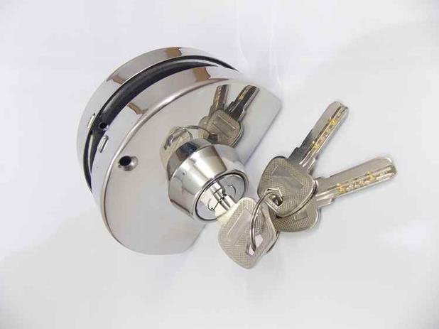 Fechadura redonda de pressão em inox para porta vidro blindex - vidro/alvenaria - AGS Menor preço em Fechadura redonda de pressão em inox para porta vidro blindex - vidro/alvenaria - AGS
