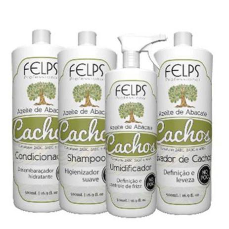 Felps Cachos Azeite de Abacate Shampoo + Condicionador + Umidificador + Ativador de Cachos Menor preço em Felps Cachos Azeite de Abacate Shampoo + Condicionador + Umidificador + Ativador de Cachos