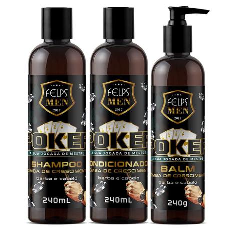 Felps Men Kit Manutenção Barba e Cabelo Poker 3x240ml - Felps profissional Menor preço em Felps Men Kit Manutenção Barba e Cabelo Poker 3x240ml - Felps profissional