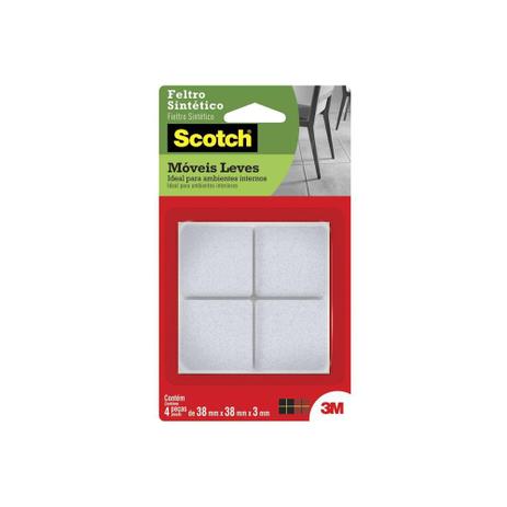 Feltro Sintético Quadrado 38mm com 4 Peças Branco - Scotch Menor preço em Feltro Sintético Quadrado 38mm com 4 Peças Branco - Scotch